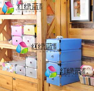 供应透明鞋盒  红绿蓝家居